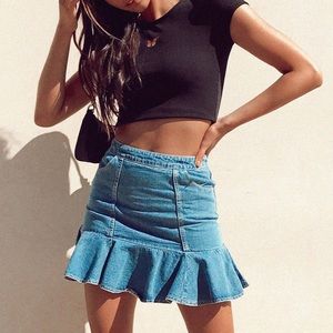 Denim flare skirt